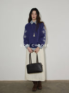 Lofi choose Floral Print Loose Fit Office Crewneck Women Blue Gray Long Sleeve Sweatshirt