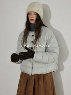 Lofi choose 90% White Duck Down Commuter Loose Fit Hoodless Zip Light Blue Down Jackets