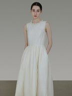 unspoken Polyester Blend A Line Fitted Waist Round Neck Sleeveless Casual Maxi Dresses