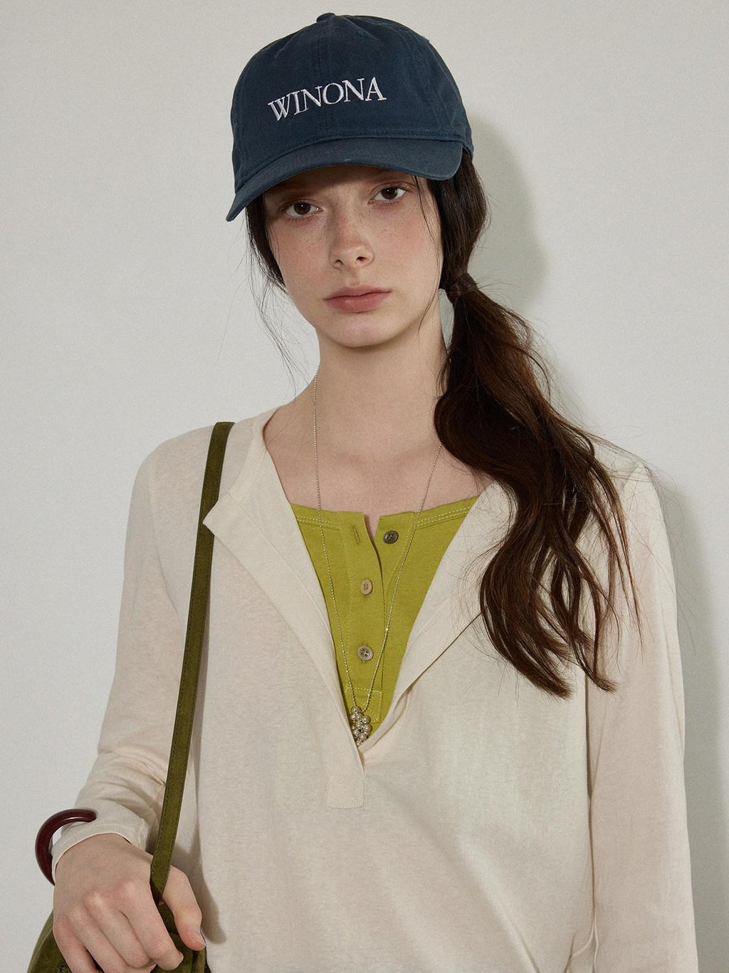 Lofi choose Soft Cotton Blend Faux Layered Loose Fit Women Beige Long Sleeve T-Shirts