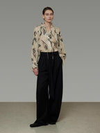 unspoken Breathable Soft Office Loose V-neck Embroidered Floral Viscose Blend Blouses