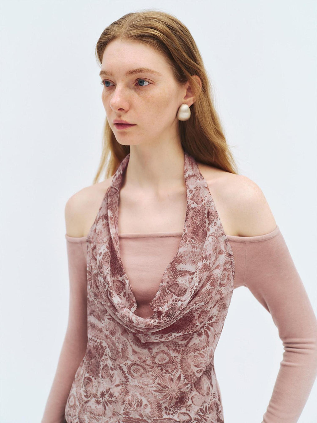 someone sometimes Silk Wool Blend Slim Fit Patchwork Knit Women Printed Halter Crop Tops