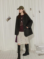 Lofi choose High Waist Casual Patchwork A Line Printed Polyester Office Midi Skirts