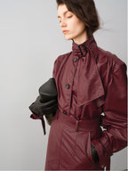 audreyyang Slimming Loose Cuffed Sleeves Button Women Mustard Green Leather Jackets