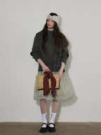 Lofi choose Breathable Drawstring Oversized Commuter Women Button Mud Gray Denim Jackets