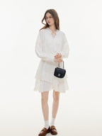ikyou Non Fading V-neck Drawstring High Waist A Line Casual White Midi Dresses