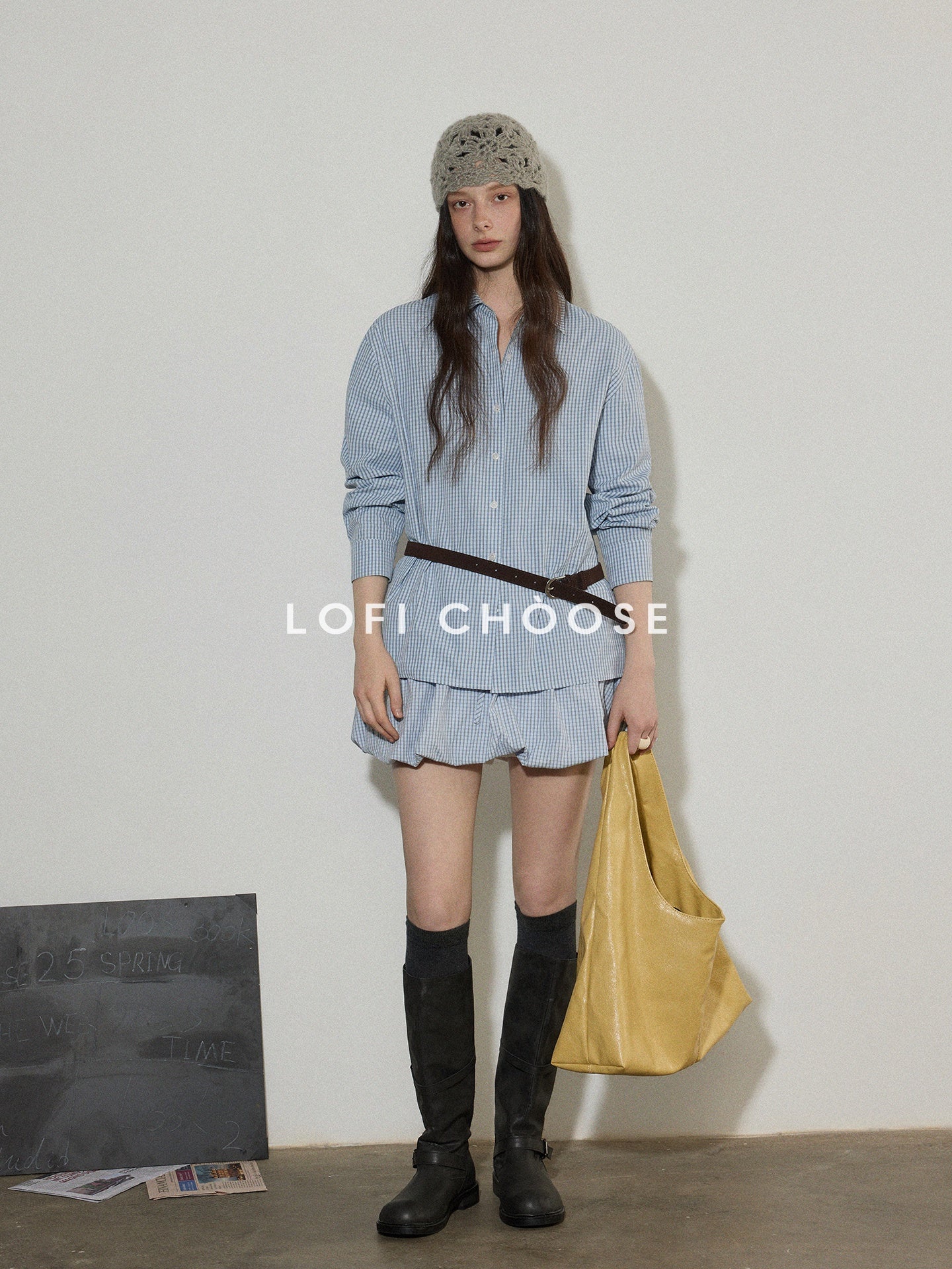 Lofi_choose_Comfortable_Loose_Plaid_Button_Collar_Long_Sleeve_Women_Workwear_Midi_Dresses_MISSTT