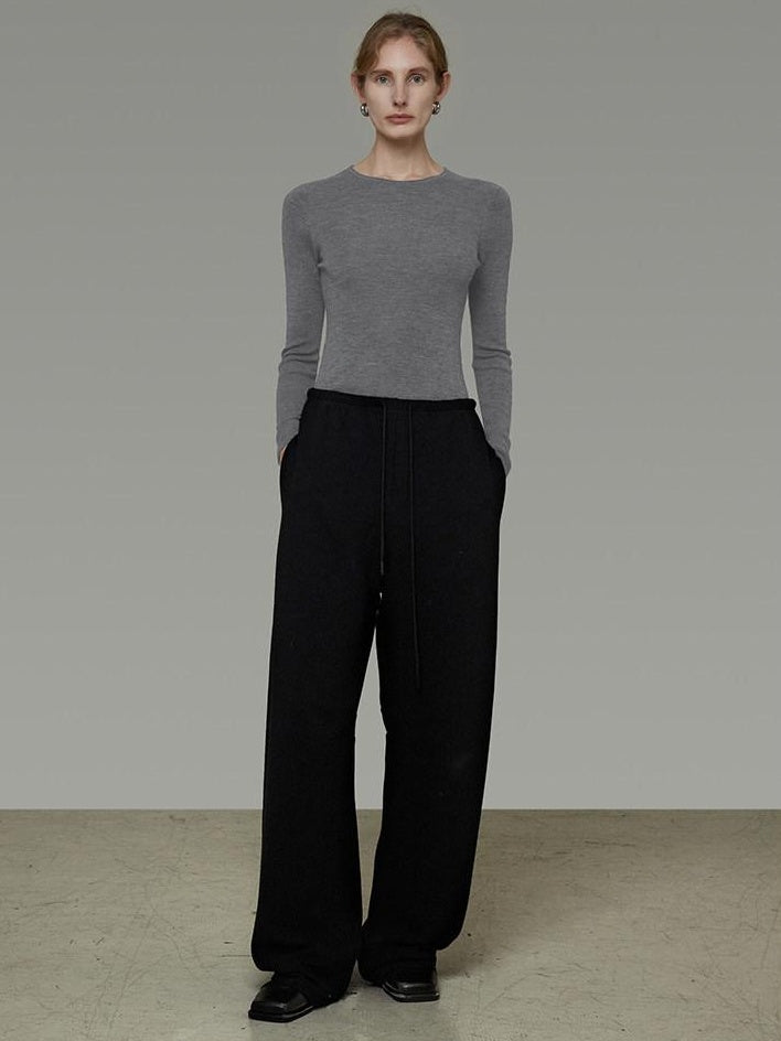 unspoken Breathable Pure Sheepswool Minimal Slim Fit Womens Crew Neck Pullover Sweaters