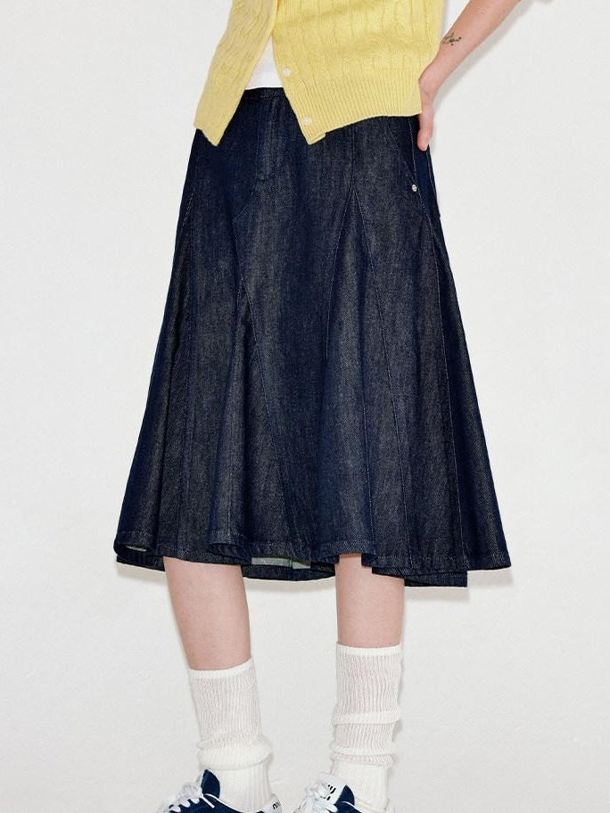 fano High Waist Vintage Ruffle Circle Skirt Loose Fit Women Picnic Cotton Midi Skirts