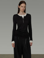 unspoken Modal Blend Colorblock Slim Fit Round Neck Pullover Women Knitwear Sweaters