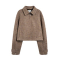 someone sometimes Wool Blend Retro Loose Zip Lapel Long Sleeve Women Multicolor Cropped Jackets