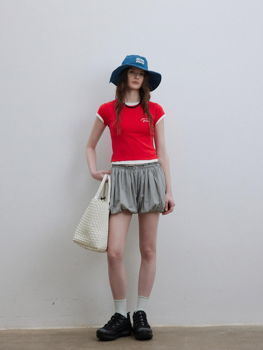 Lofi choose Loose Fit Round Neck Commuter Office Red Blue Short Sleeve T-Shirts