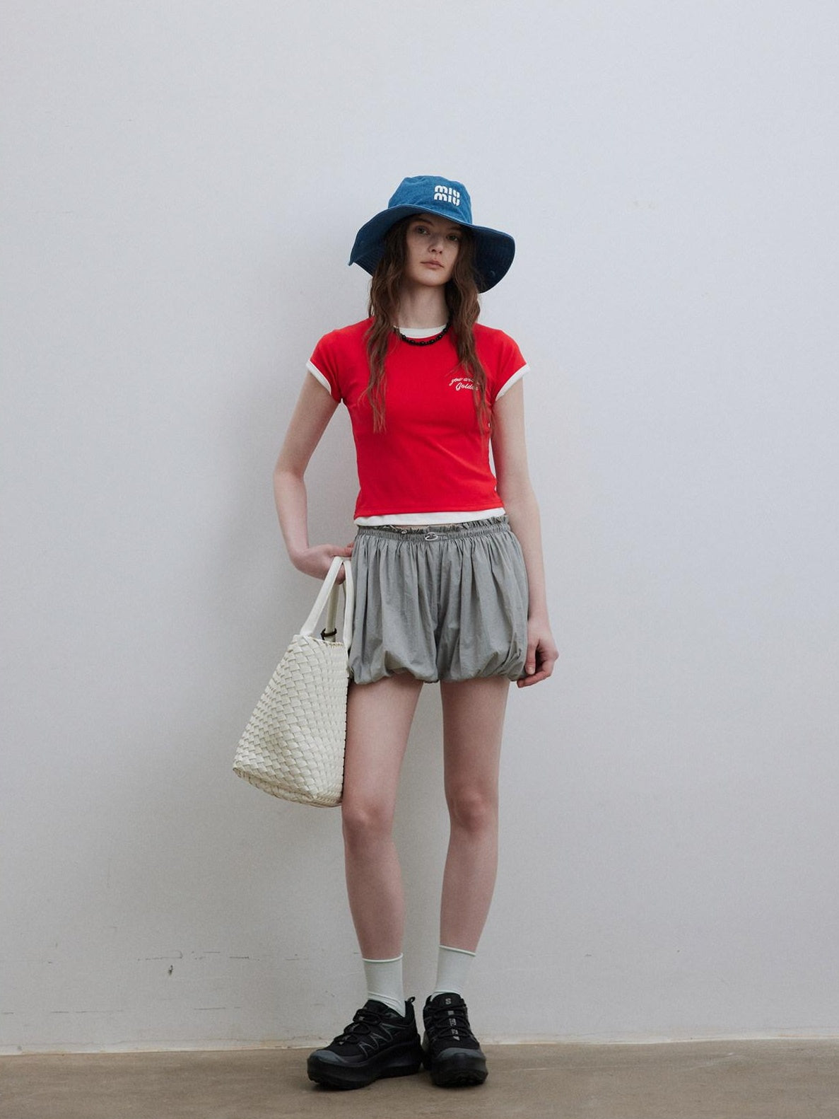 Lofi choose Loose Fit Round Neck Commuter Office Red Blue Short Sleeve T-Shirts