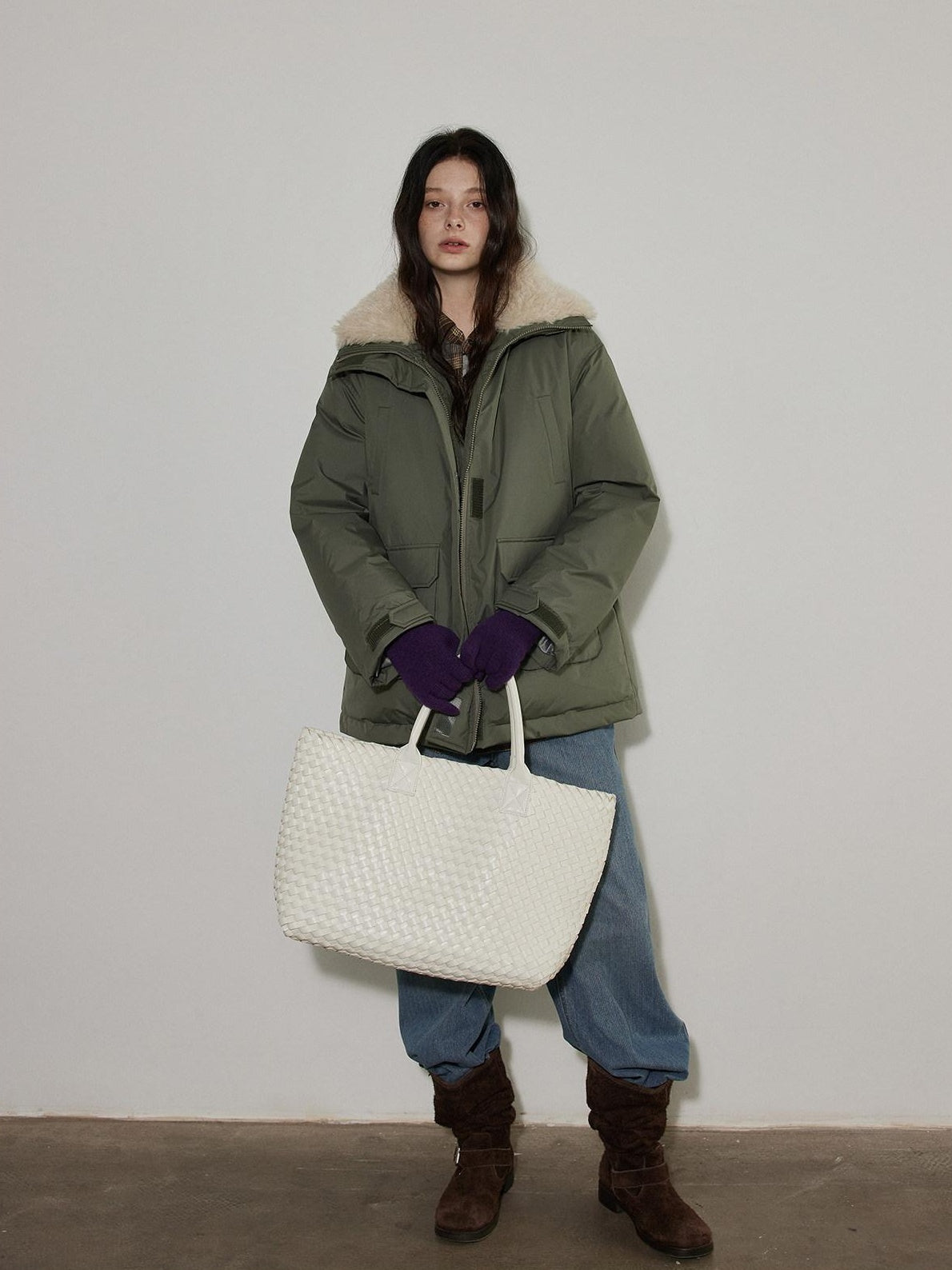 Lofi choose 90 Percent White Duck Down Insulated Commuter Relaxed Fit Olive Zip Down Jackets