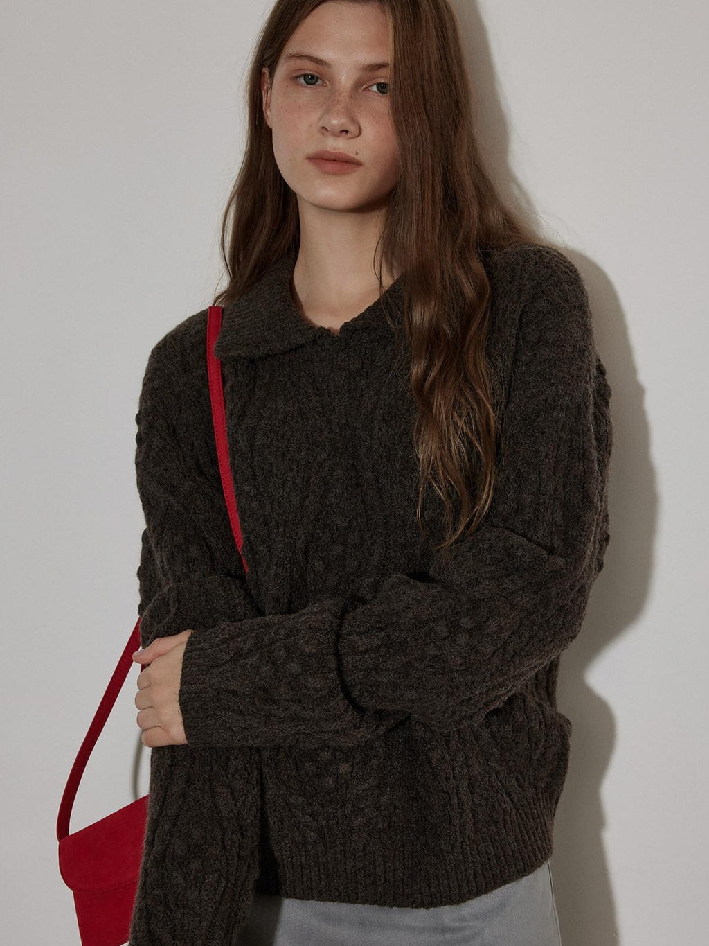Lofi choose Cozy Thick Pullover Loose Fit Office Long Sleeve Knit Blue Charcoal Sweaters