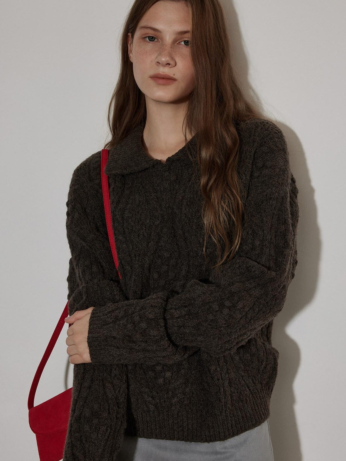 Lofi choose Cozy Thick Pullover Loose Fit Office Long Sleeve Knit Blue Charcoal Sweaters