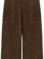 fano Breathable Cotton Vintage Straight Natural Waist Large Pockets Wide Leg Pants