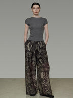 unspoken High Waist Pockets Loose Office Minimal Polyester Olive Brown Wide Leg Pants