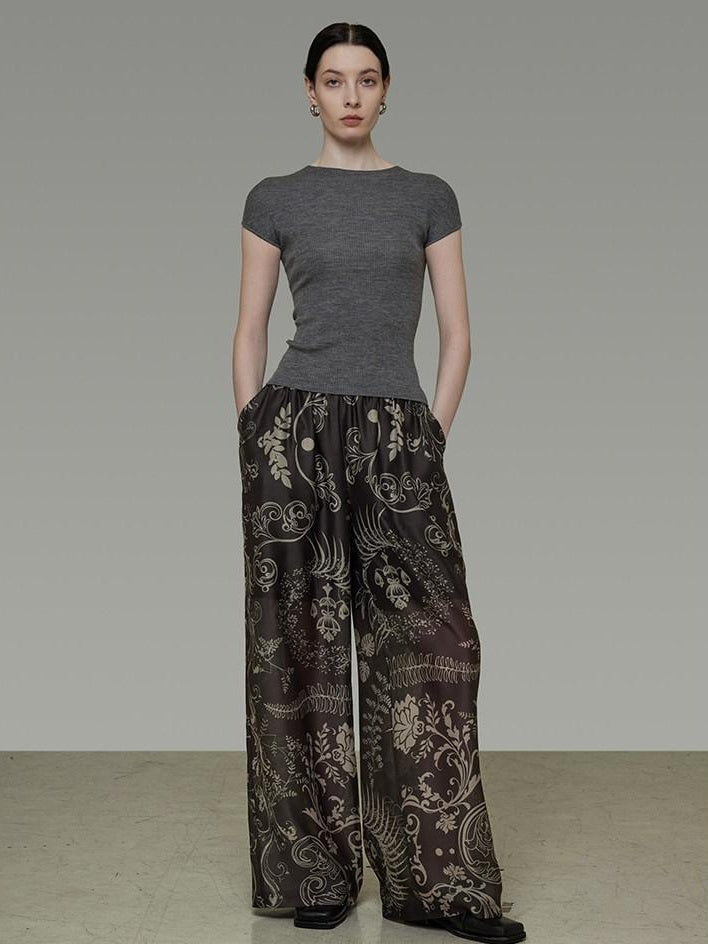 unspoken High Waist Pockets Loose Office Minimal Polyester Olive Brown Wide Leg Pants