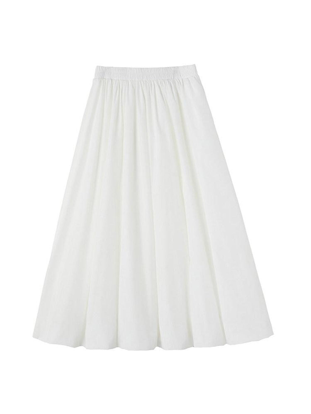 ikyou Non Deforming Lined Pocket Pleated A Line Mid Waist Casual Cotton Midi Skirts