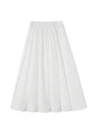 ikyou Non Deforming Lined Pocket Pleated A Line Mid Waist Casual Cotton Midi Skirts