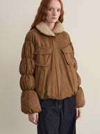 someonesometimes Thick Insulated Casual Loose Lantern Sleeves Women Zip Front Puffer Jackets