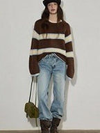 Lofi choose High Rise Vintage Wash Office Straight Detail Women Blue Flared Jeans