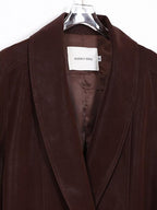 audreyyang Distressed Washed Pu Relaxed Midlength Blazer Collar Vintage Red Leather Jackets