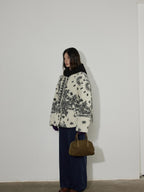 Lofi choose Insulated Hooded Relaxed Fit Commuter Floral Apricot Button Women Short Coat