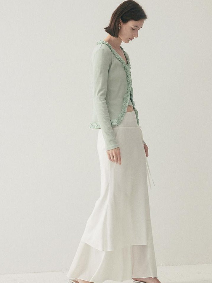 someone sometimes Soft Modal Tencel Minimal Office Double Fishtail Low Waist Women Maxi Skirts