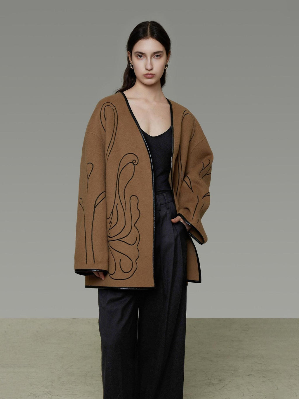 unspoken 100 Percent Lambswool Relaxed Fit Minimalist Commuter Women Camel Wool Coats