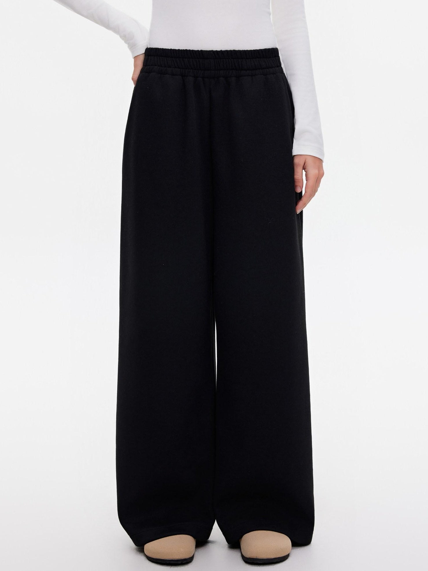 ikyou Wrinkle Free Relaxed Pocketed Women Poly Viscose Stretch Straight Pants
