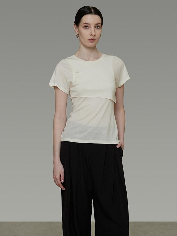 unspoken Soft Acrylic Slim Fit Crew Neck Minimal Office Women White Short Sleeve T-Shirts