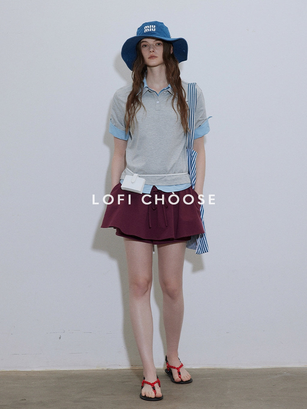 Lofi choose Soft Loose Fit Henley Collar Commuter Workwear Navy Grey Short Sleeve T-Shirts