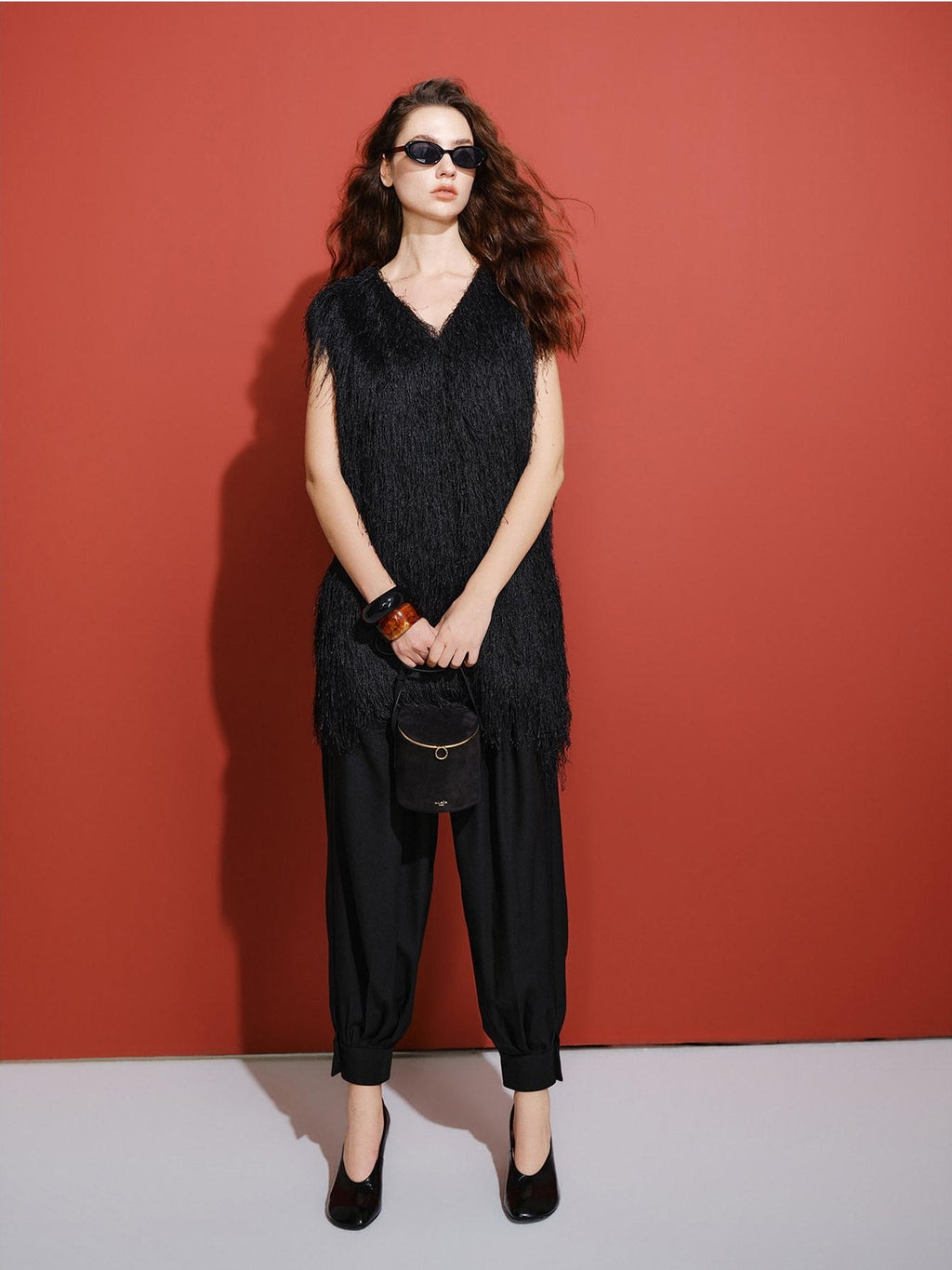 audreyyang Polyester V-neck Mid Length Loose Fit Single Wear Women Casual Vests