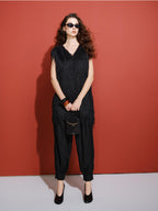audreyyang Polyester V-neck Mid Length Loose Fit Single Wear Women Casual Vests