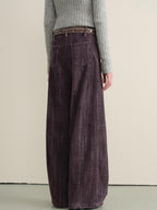someonesometimes Washed Cotton Vintage Balloon Natural Waist Casual Women Purple Pants