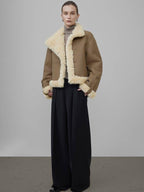 unspoken Faux Fur Pocketed Loose Fit Barn Style Brown Women Cropped Jackets