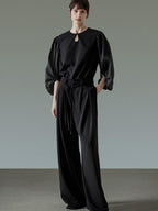 unspoken Breathable Original Loose Spliced Lantern Sleeve Pullover Polyester Blouses