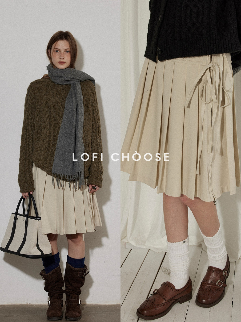 Lofi_choose_High_Waist_Vintage_Pleated_A_Line_Girly_Office_Apricot_Polyester_Midi_Skirts_MISSTT