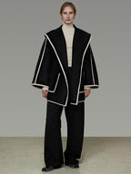 unspoken Premium Wool Alpaca Blend Straight Tailored Office Notch Lapel Black Wool Coats