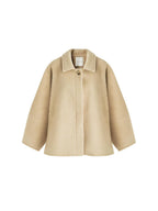 unspoken 3D Tailored Minimalist Loose Fit Office Lapel Single Breasted Camel Short Coat