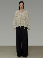 unspoken Breathable Soft Minimalist Commuter Loose Bell Sleeve V-neck Office Blouses