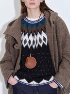 fano 75 Wool 25 Polyester Hooded Loose Fit Korean Commuter Brown Wool Coats