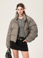 ikyou 90 Percent White Duck Down Memory Fabric Minimalist Straight Short Down Jackets
