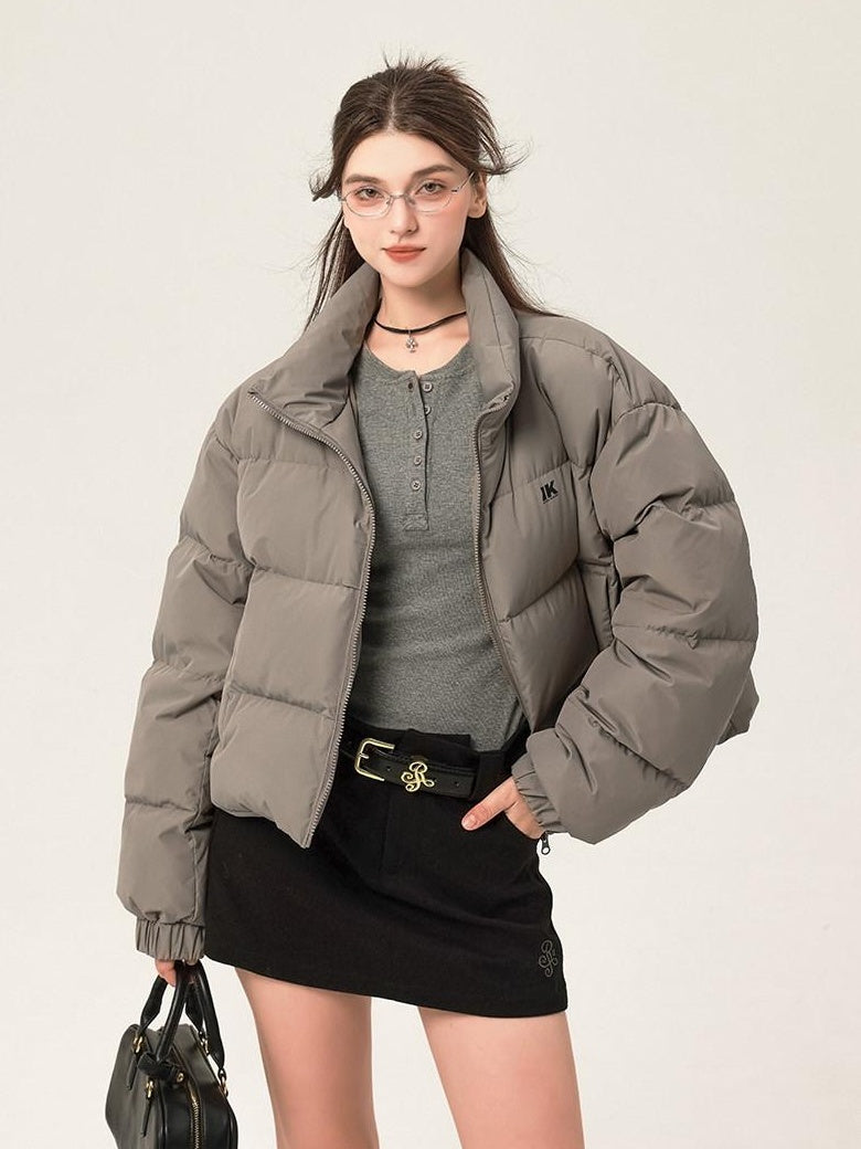 ikyou 90 Percent White Duck Down Memory Fabric Minimalist Straight Short Down Jackets