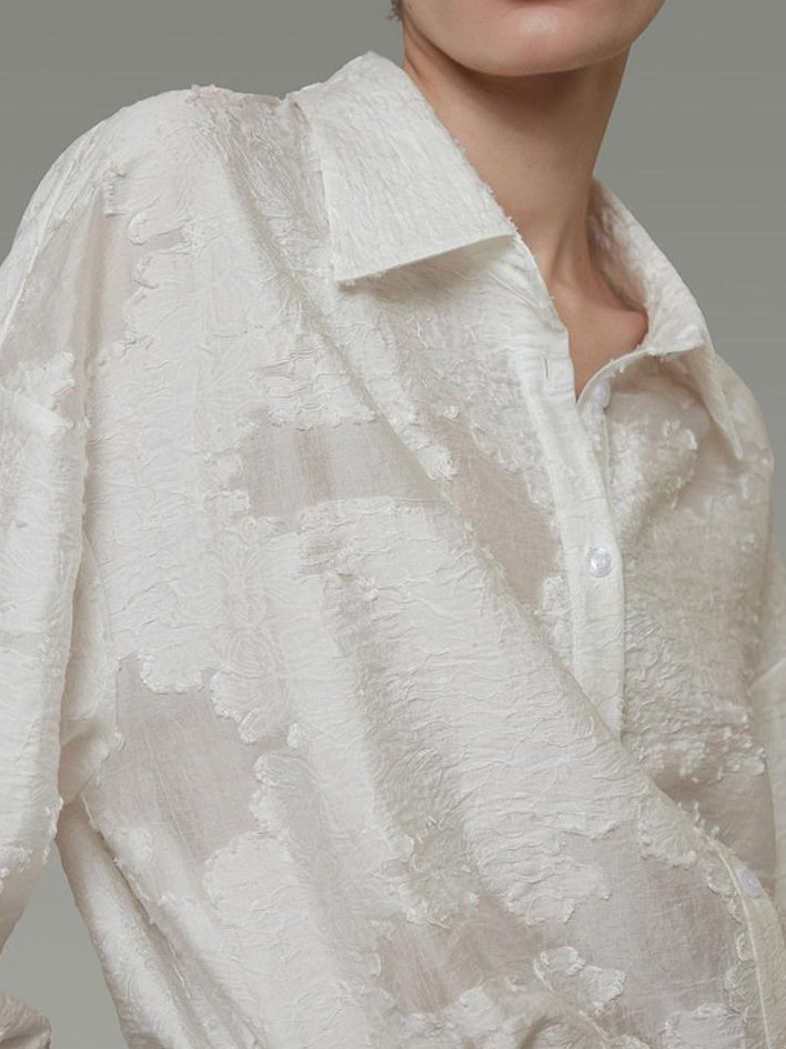unspoken Breathable Lyocell Loose Fit Button Cardigan Women Work White Long Sleeve Shirts