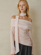someonesometimes Cotton Blend Slim Fit Patchwork Knit Women Peach Pink Long Sleeve T-Shirts