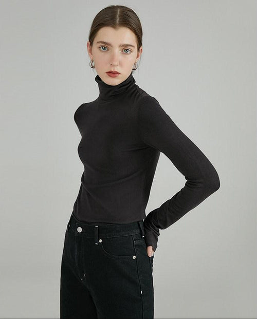 fano Commuter Turtleneck Slim Fit Women Acrylic Knit Solid Sweaters