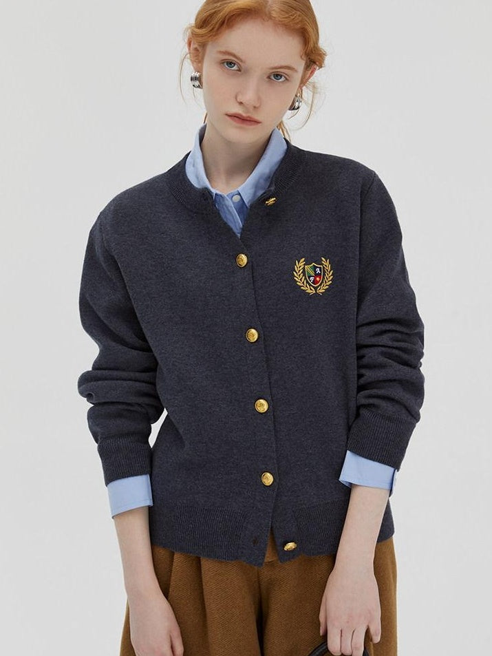 fano Wool Blend Straight Cut Commuter Round Neck Short Solid Knit Cardigans